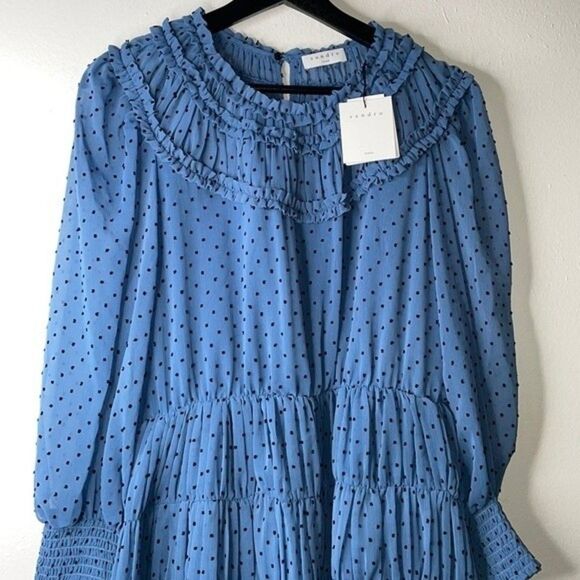 SANDRO Gwen Polka-Dot Ruffled Dress Womens Size 40 US (Large) - Picture 9 of 13